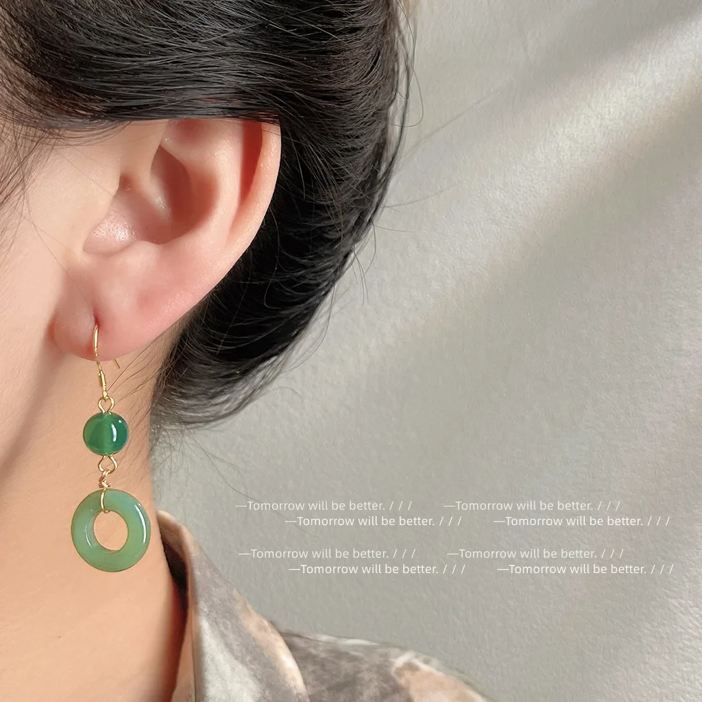 Vintage Fashion Ai - Anting Cincin Giok Asli Hijau Jimat