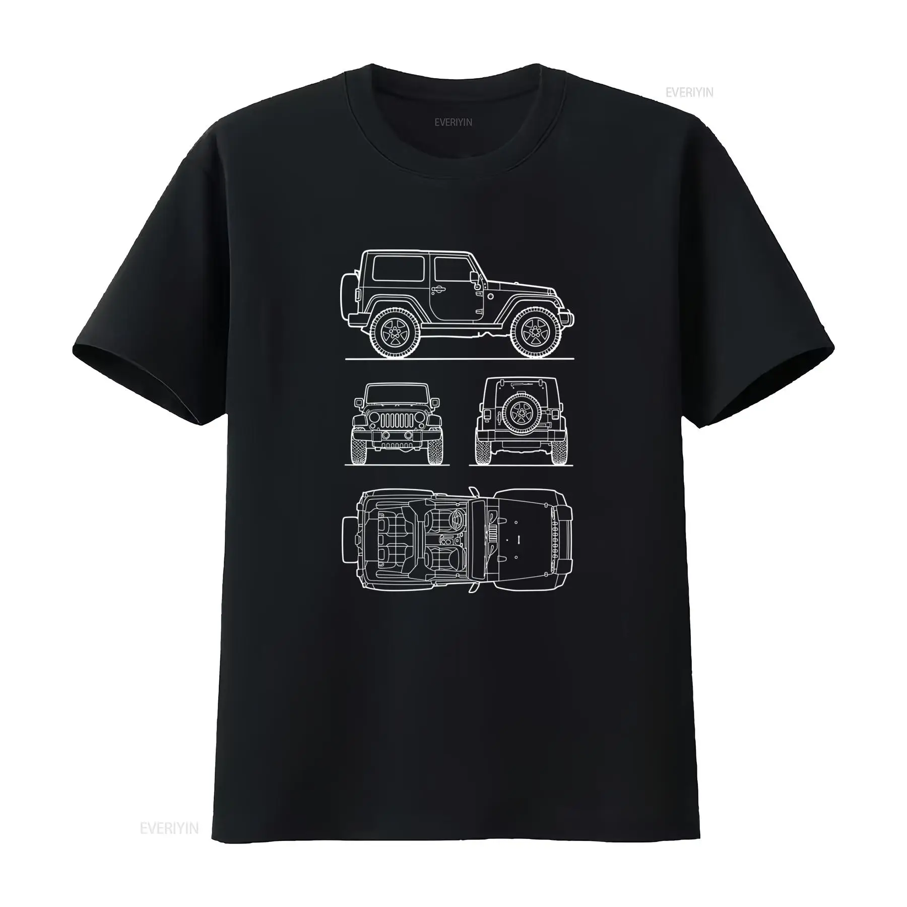 Vintage Fashion Drawings - Kaos Pria SUV Off Road Rubicon