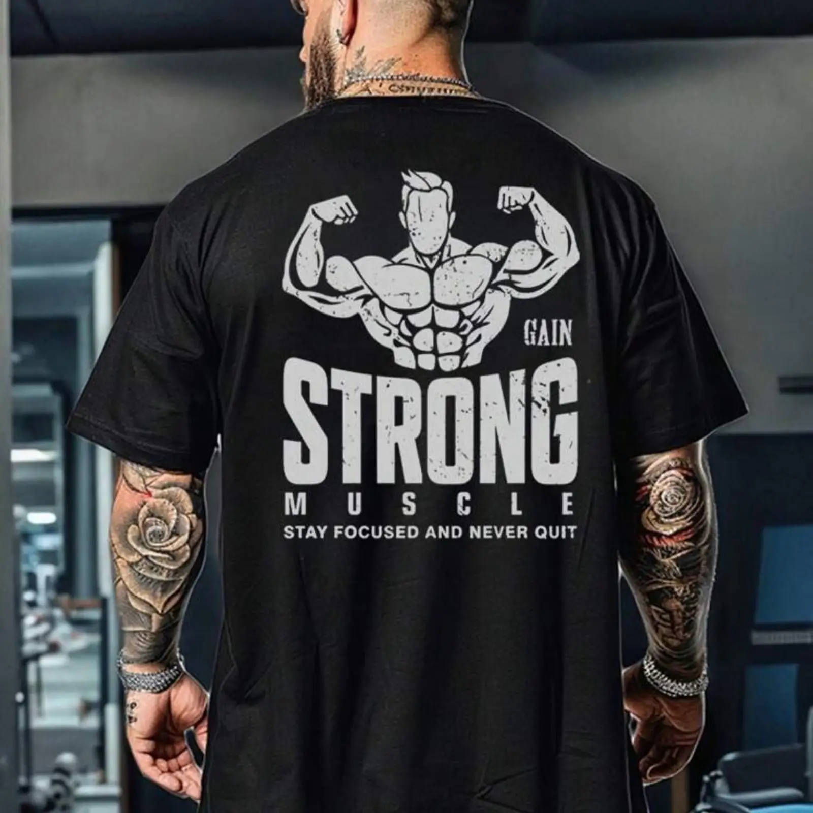 Vintage Fashion Herren - Dapatkan Otot Kuat Tetap Fokus Kaos