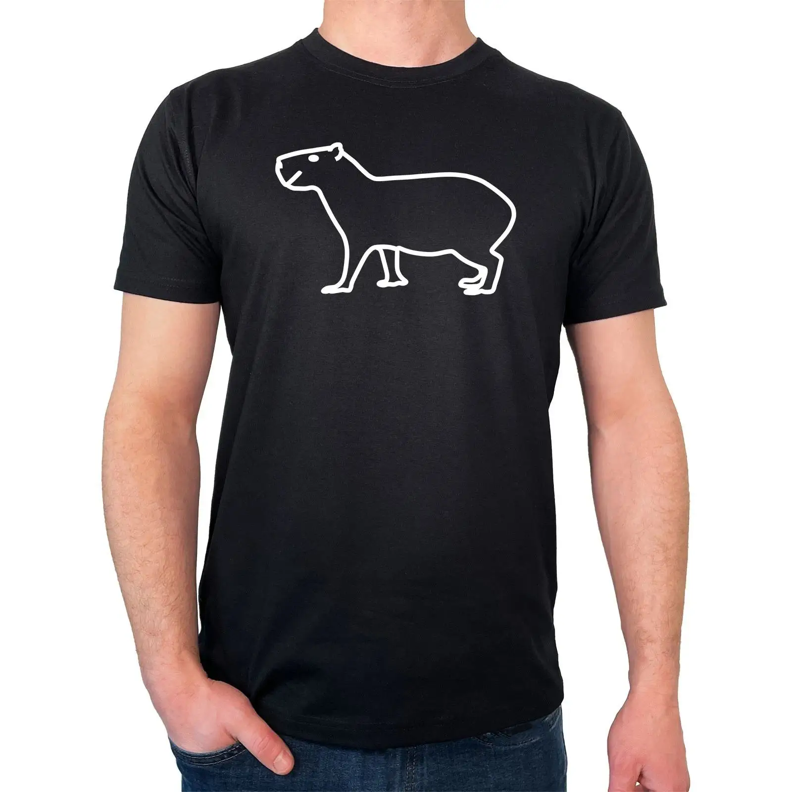 Vintage Fashion Herren - Kaos Pria Siluet Capybara Ide Hadiah