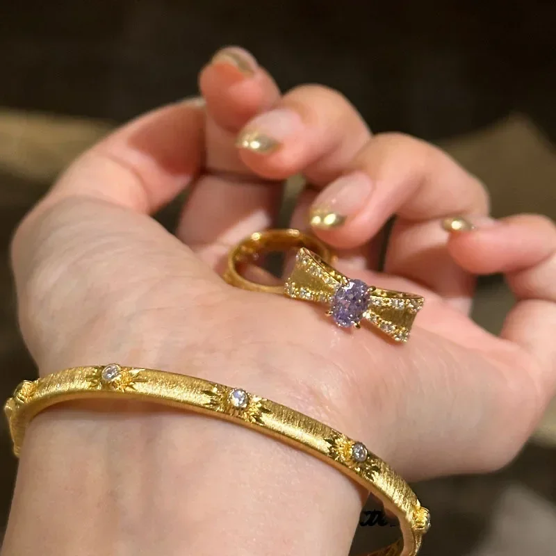 Vintage Fashion Drawings - Cincin simpul kupu-kupu permata ungu mewah