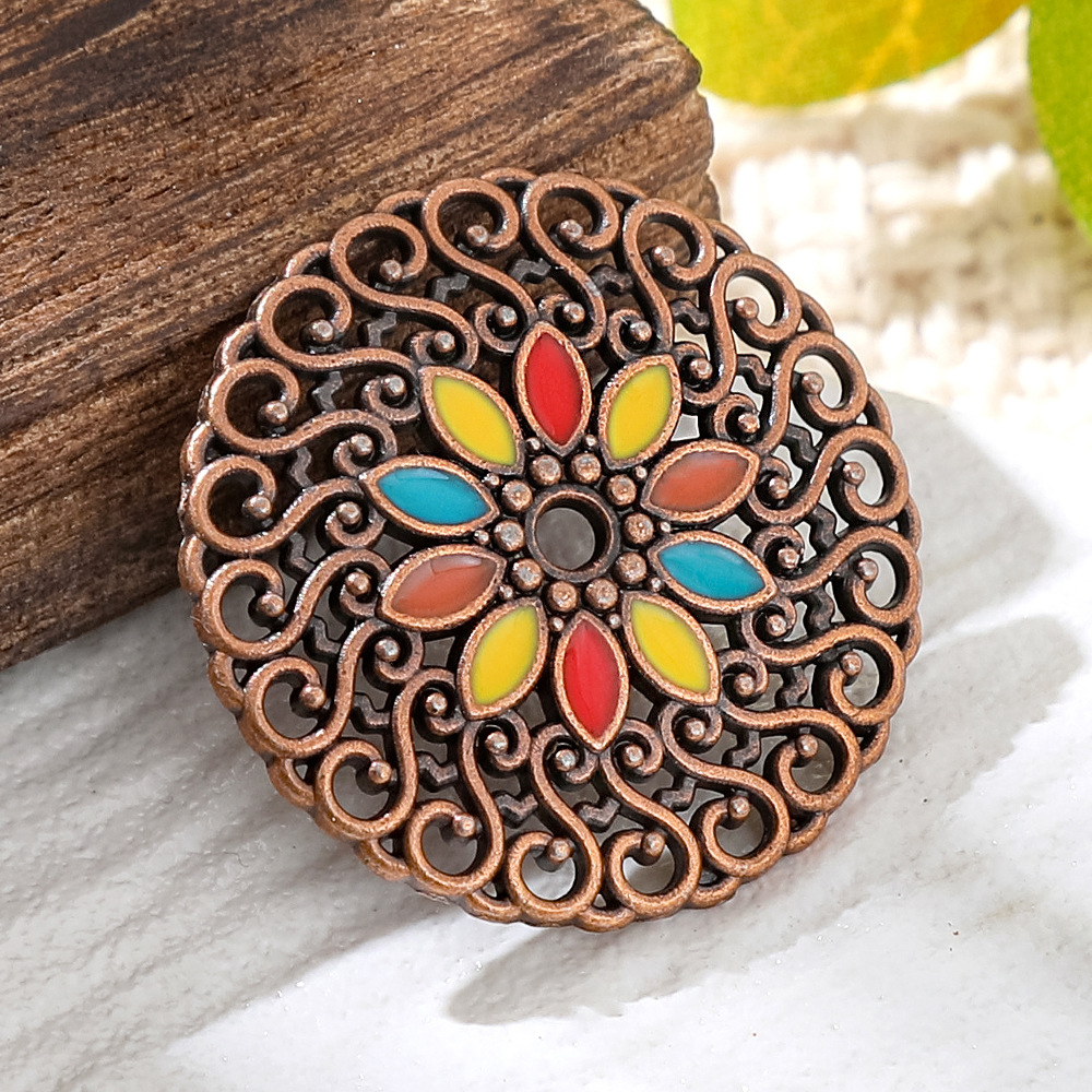 Vintage Fashion Ai - Liontin Bulat Enamel Tembaga Perunggu Antik