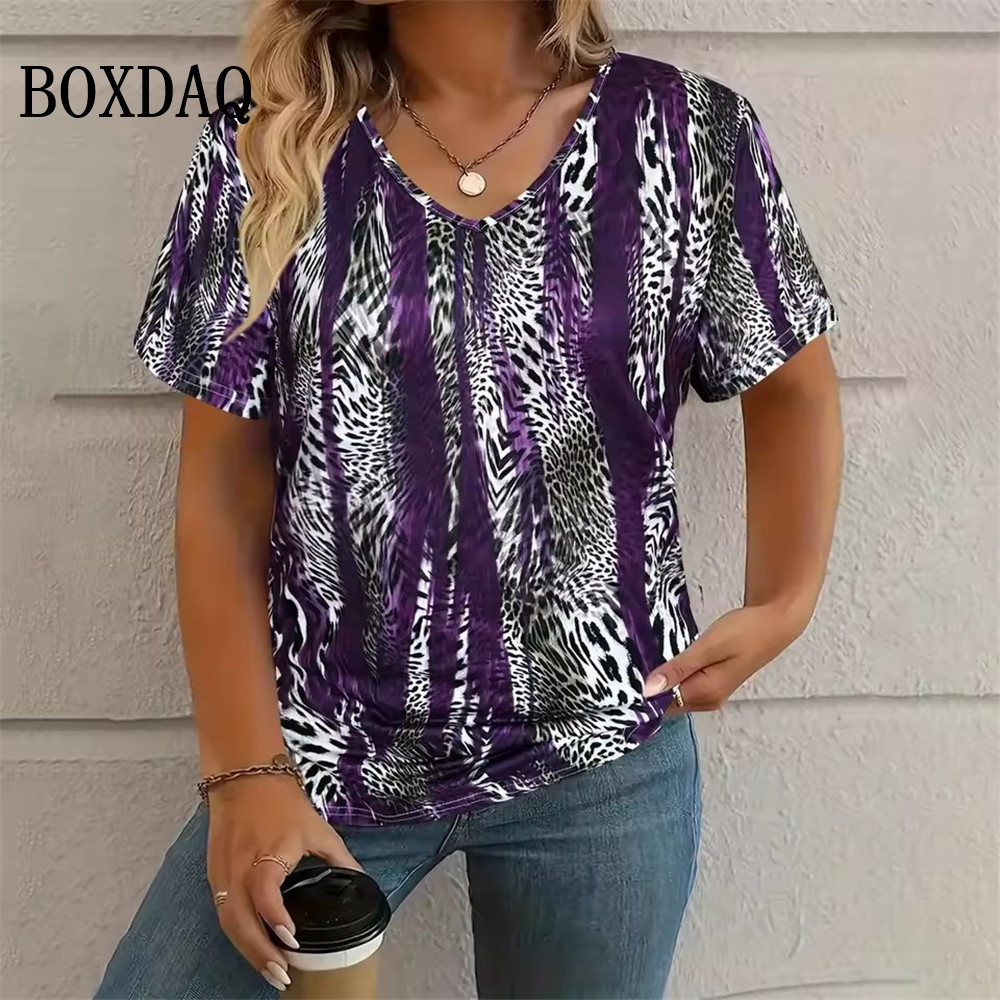 Vintage Fashion Fabrics - Kaus Gambar Cetak 3D Macan Tutul