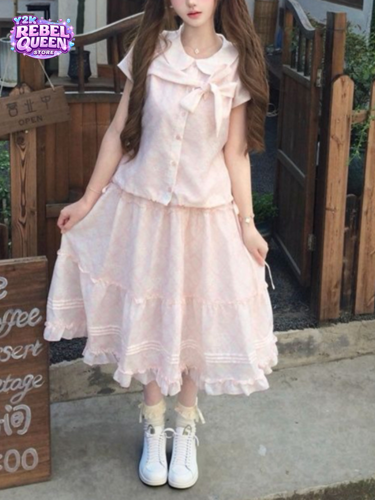 Vintage Fashion Ai - Atasan Kerah Peter Pan dengan Pita